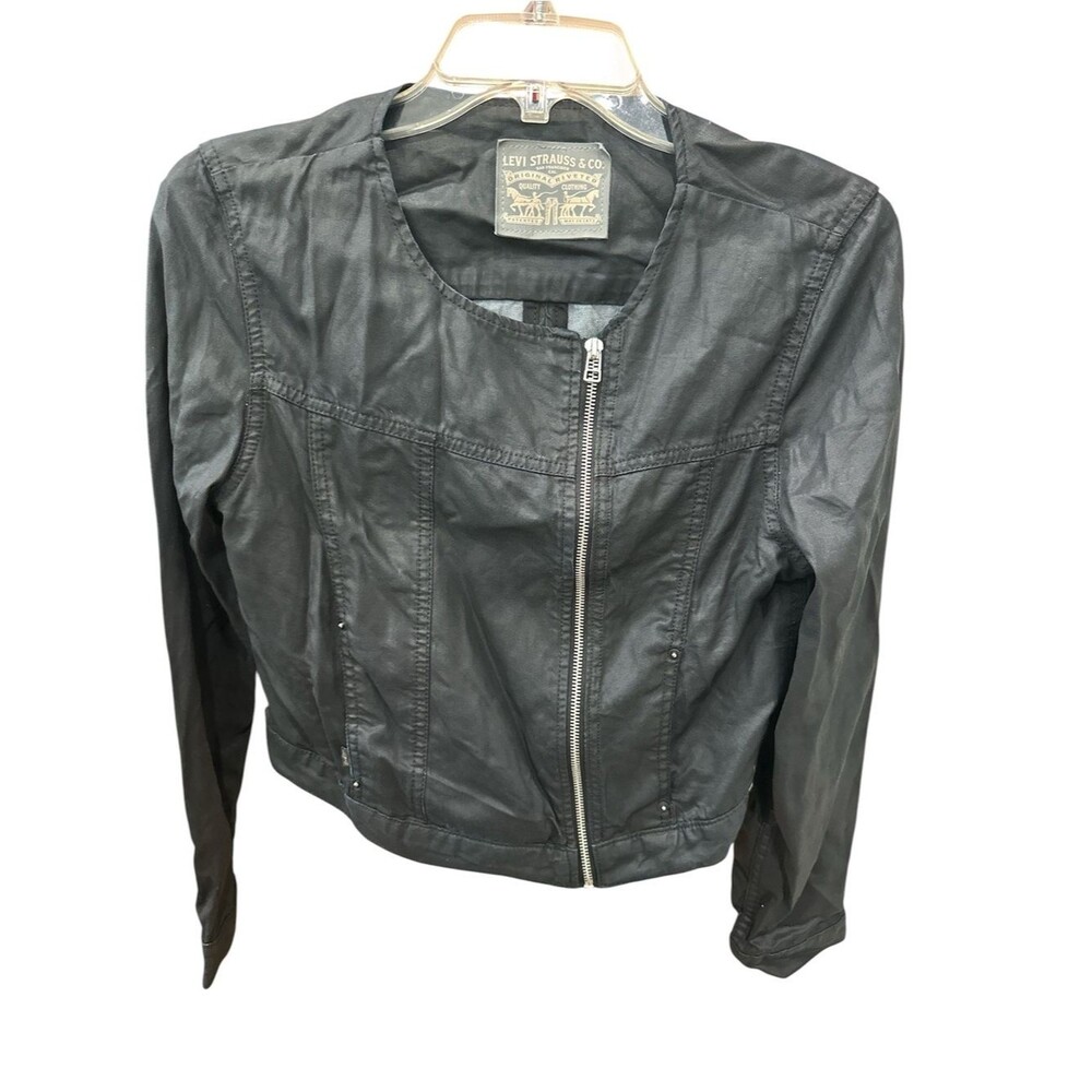 Levi's Black Asymmetrical Zip Leather like Jacket Sz M